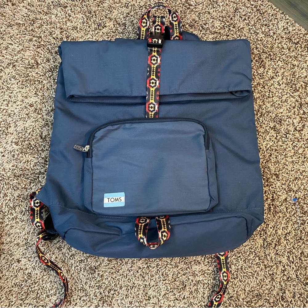 Toms Blue Backpack with Adjustable Patterned‎ Straps